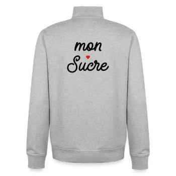 Mein Schwarzes Herz-Skript - Unisex Organic Zip Sweatshirt von Stanley/Stella - Grau meliert - Hinten - AI Model Male 185 light (185cm)