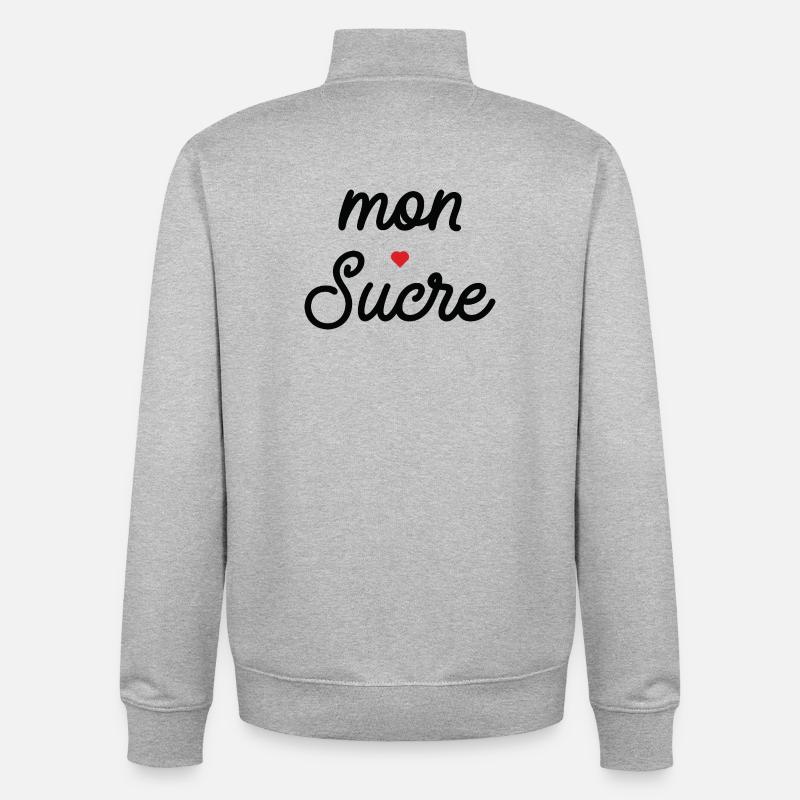 Mon cœur Noir Script - Sweat zippé unisexe en coton bio Stanley/Stella - gris chiné