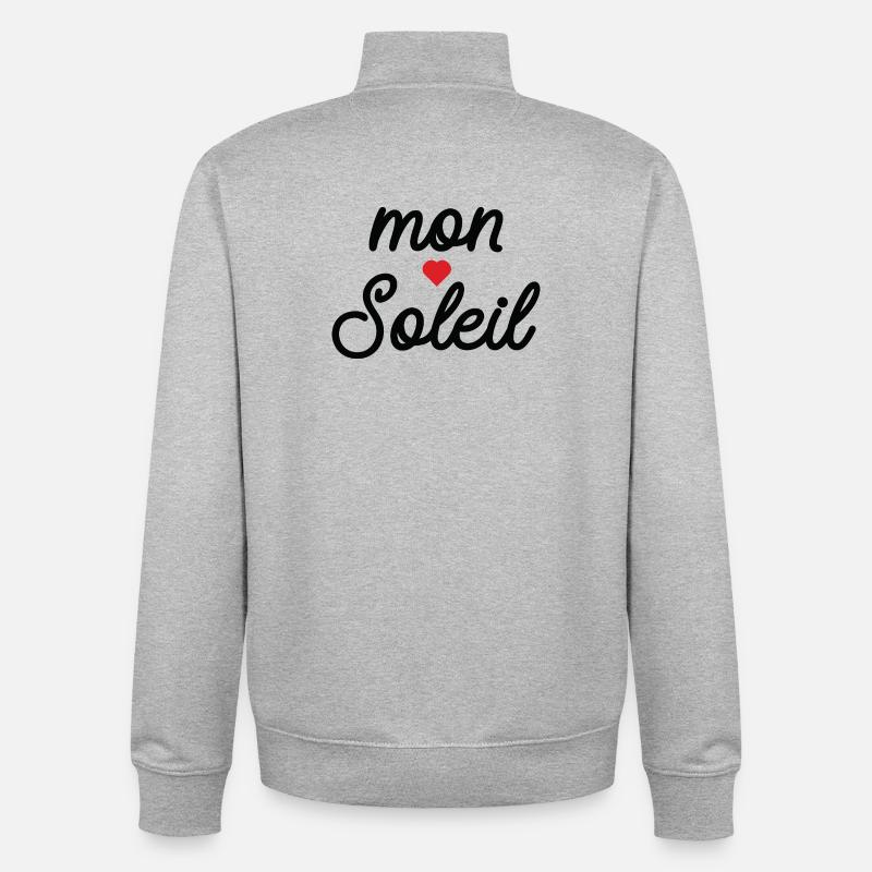 Mon Soleil cœur en Script - Sweat zippé unisexe en coton bio Stanley/Stella - gris chiné