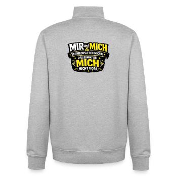 I don't confuse me and me – grammar - Unisex Organic Zip Sweatshirt by Stanley/Stella - heather grey - Back - AI Model Male 185 light (185cm)
