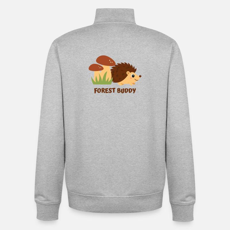 Hérisson ami de la forêt - Sweat zippé unisexe en coton bio Stanley/Stella - gris chiné