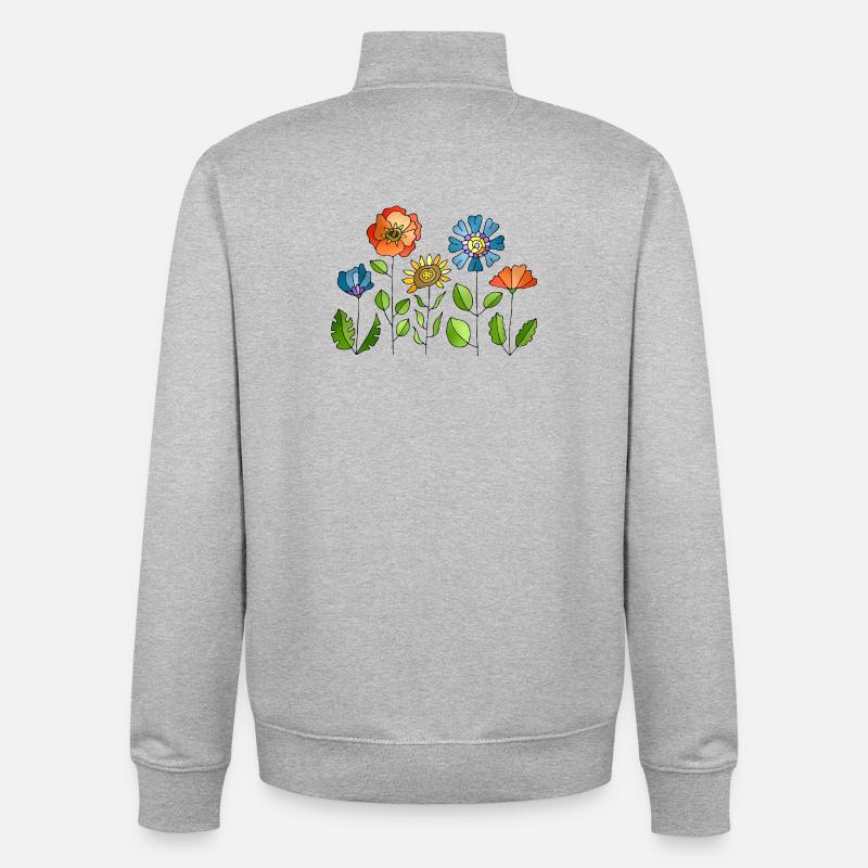 Fleur - Sweat zippé unisexe en coton bio Stanley/Stella - gris chiné
