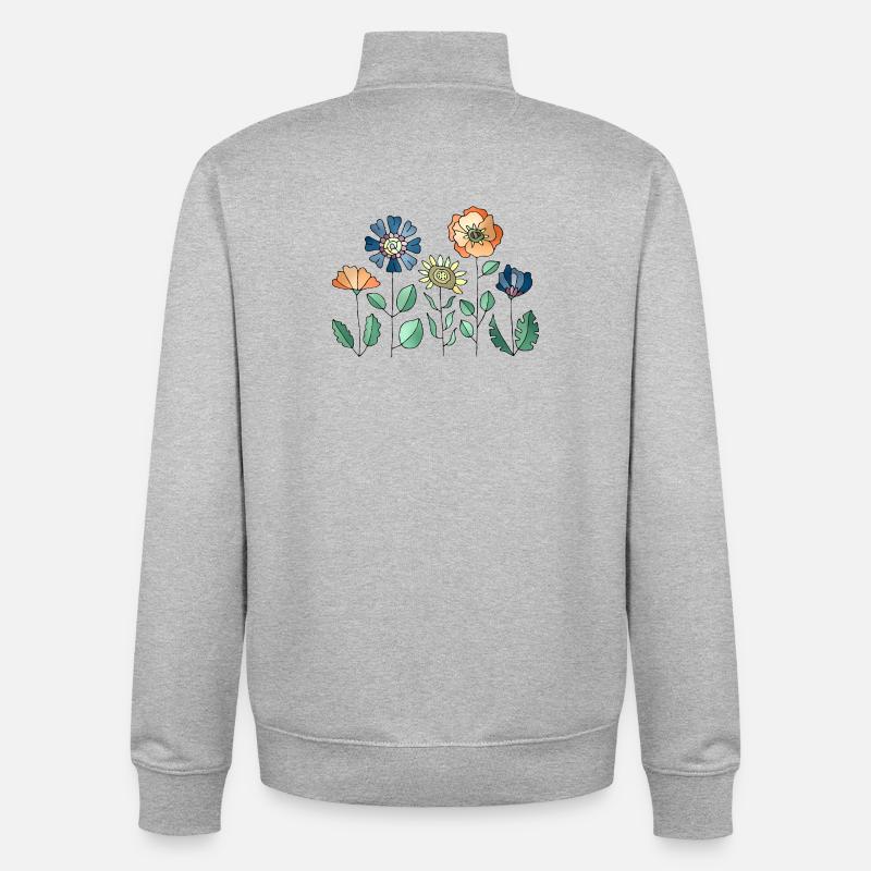 Fleur - Sweat zippé unisexe en coton bio Stanley/Stella - gris chiné