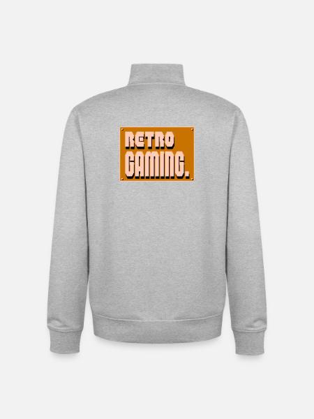 Retro-Gaming-Pixelkunst - Unisex Organic Zip Sweatshirt von Stanley/Stella - Grau meliert