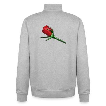 Rote Rose auf Schwarz Painterly - Unisex Organic Zip Sweatshirt von Stanley/Stella - Grau meliert - Hinten - AI Model Male 185 light (185cm)