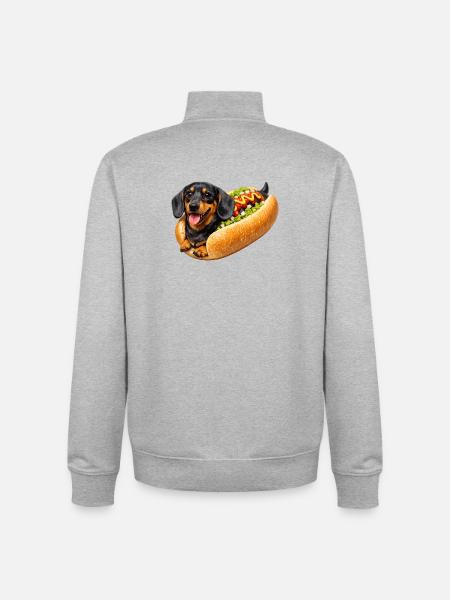Dackel im Hot Dog - Unisex Organic Zip Sweatshirt von Stanley/Stella - Grau meliert