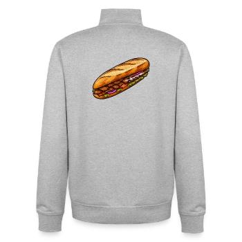 Baguette-Sandwich Illustration - Unisex Organic Zip Sweatshirt von Stanley/Stella - Grau meliert - Hinten - AI Model Male 185 light (185cm)