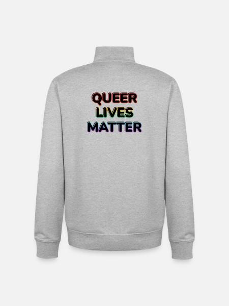 Queer Lives Matter Regenbogen-Neon - Unisex Organic Zip Sweatshirt von Stanley/Stella - Grau meliert