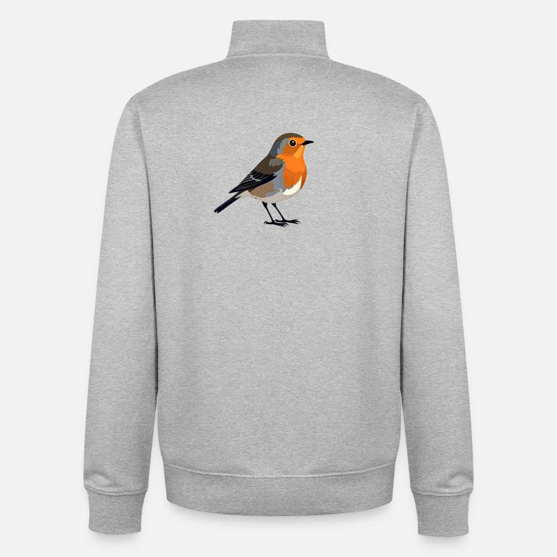 rouge-gorge - Sweat zippé unisexe en coton bio Stanley/Stella - gris chiné