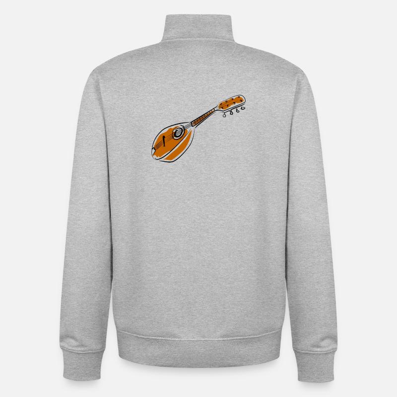Mandoline acoustique de style esquisse - Sweat zippé unisexe en coton bio Stanley/Stella - gris chiné