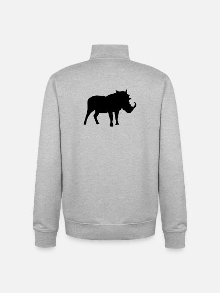 Wild boar Sanglier Wild boar Jabali Wildschwein - Unisex Organic Zip Sweatshirt by Stanley/Stella - heather grey