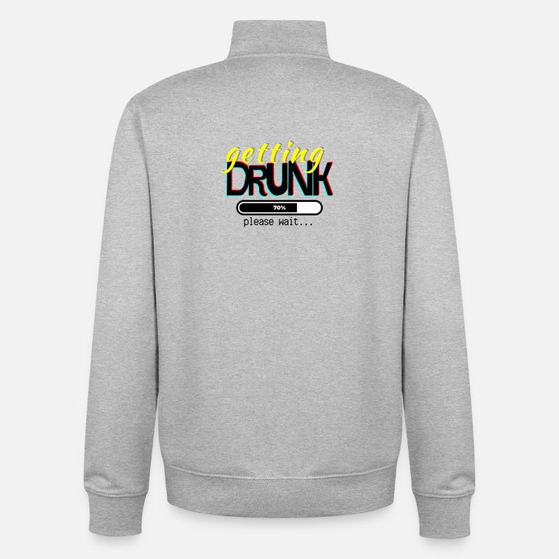 Getting drunk, please wait. - Unisex Organic Zip Sweatshirt by Stanley/Stella - heather grey