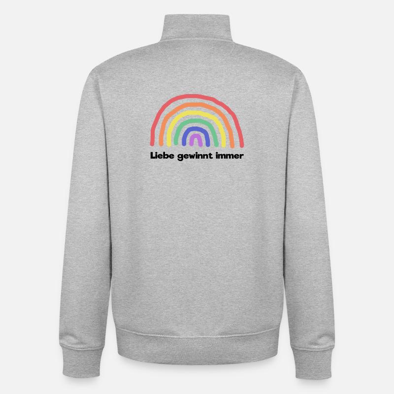 Regenbogen Liebe Statement Freiheit Frieden - Unisex Organic Zip Sweatshirt von Stanley/Stella - Grau meliert