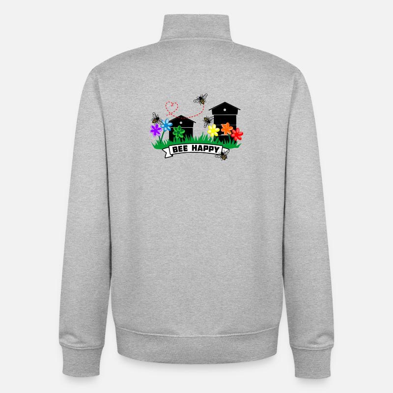 Serres à miel et fleurs - Sweat zippé unisexe en coton bio Stanley/Stella - gris chiné
