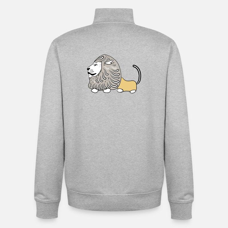 LION VECTER - Sweat zippé unisexe en coton bio Stanley/Stella - gris chiné