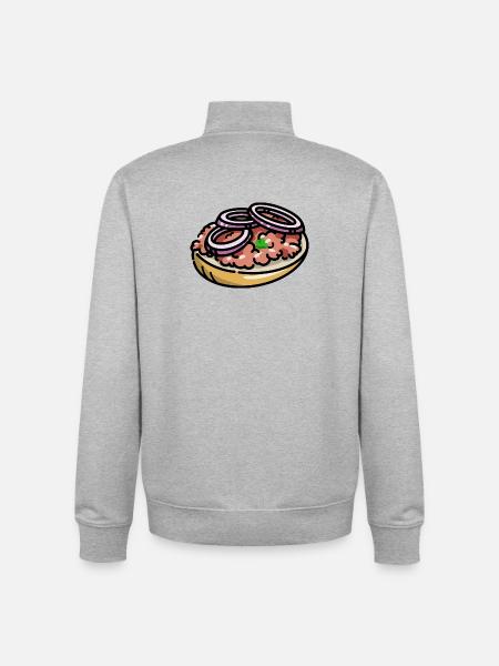 Comic Mettbrötchen Mett Hack Brötchen Zwiebeln - Unisex Organic Zip Sweatshirt by Stanley/Stella - heather grey