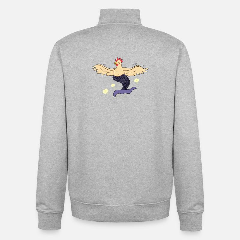 Joyeuse poule-sirène - Sweat zippé unisexe en coton bio Stanley/Stella - gris chiné