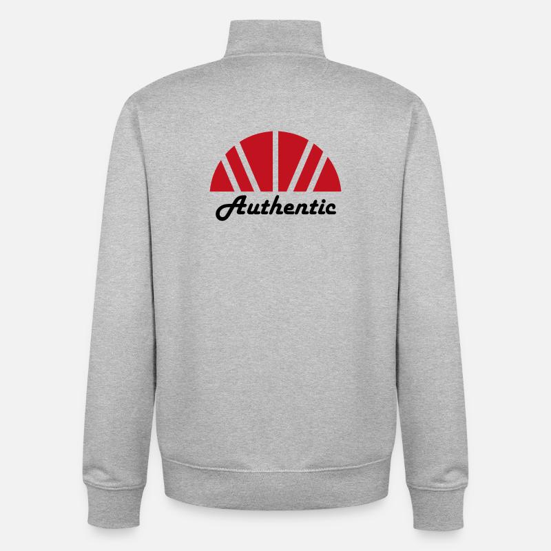 Aube abstraite rayons rouges authentique - Sweat zippé unisexe en coton bio Stanley/Stella - gris chiné