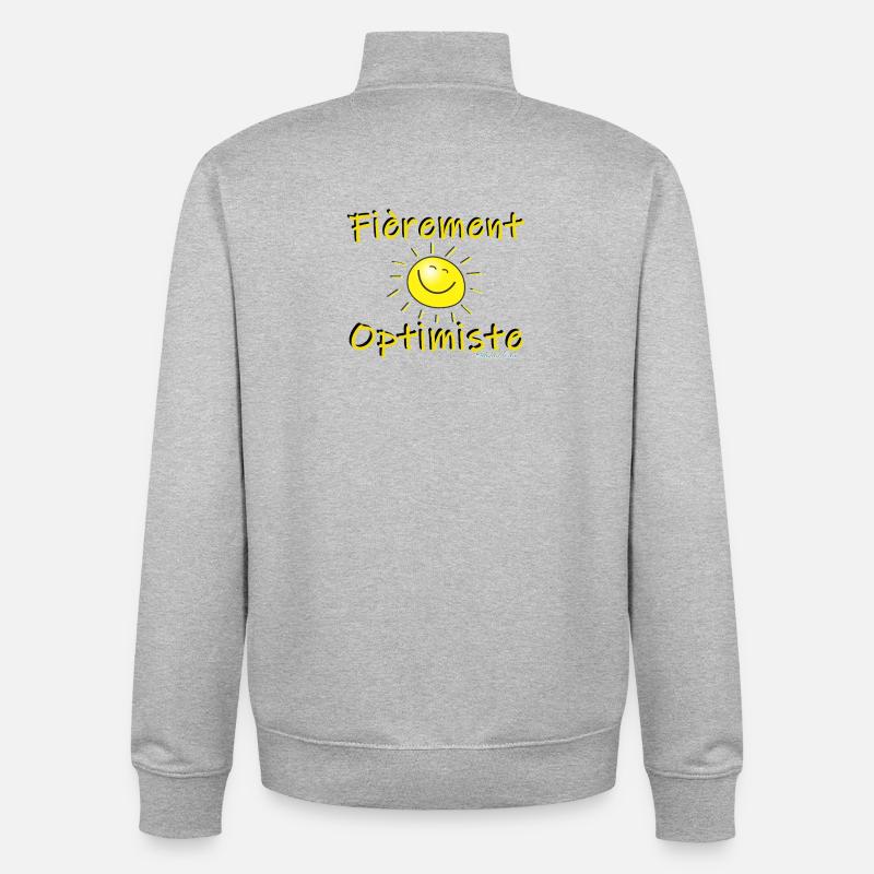 Fièrement Optimiste - Sweat zippé unisexe en coton bio Stanley/Stella - gris chiné