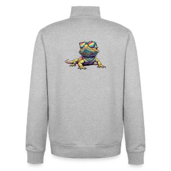 Bearded Dragon Aquarell Pogona Kunst - Unisex Organic Zip Sweatshirt von Stanley/Stella - Grau meliert - Hinten - AI Model Male 185 light (185cm)