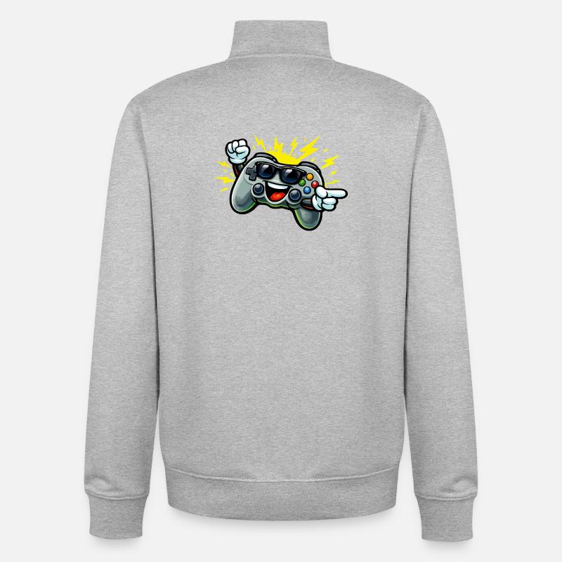 Retro Controller Fun - Unisex Organic Zip Sweatshirt by Stanley/Stella - heather grey