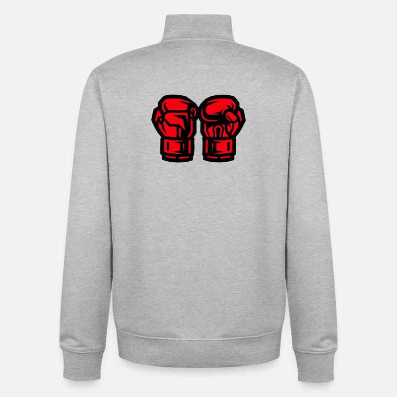 Symbole des gants de boxe Boxe - Sweat zippé unisexe en coton bio Stanley/Stella - gris chiné