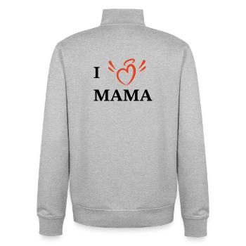 I love mom - Unisex Organic Zip Sweatshirt by Stanley/Stella - heather grey - Back - AI Model Male 185 light (185cm)