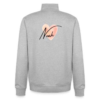 Noah Name for Girl's Name Baby Girl Baby Shower - Unisex Organic Zip Sweatshirt by Stanley/Stella - heather grey - Back - AI Model Male 185 light (185cm)