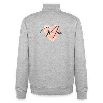 Mila Name for Girl's Name Baby Girl Baby Shower - Unisex Organic Zip Sweatshirt by Stanley/Stella - heather grey - Back - AI Model Male 185 light (185cm)