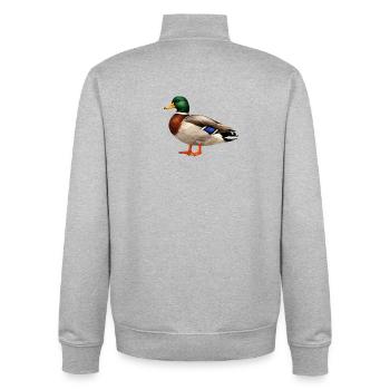 Canard colvert mâle aux couleurs de la nature - Sweat zippé unisexe en coton bio Stanley/Stella - gris chiné - Dos - AI Model Male 185 light (185cm)