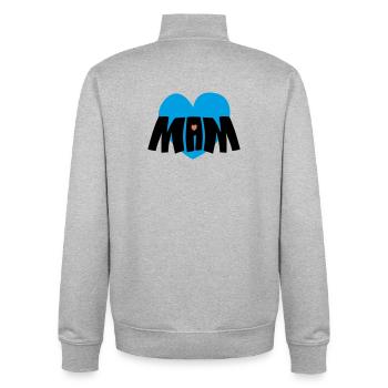 Cœur de maman - Sweat zippé unisexe en coton bio Stanley/Stella - gris chiné - Dos - AI Model Male 185 light (185cm)