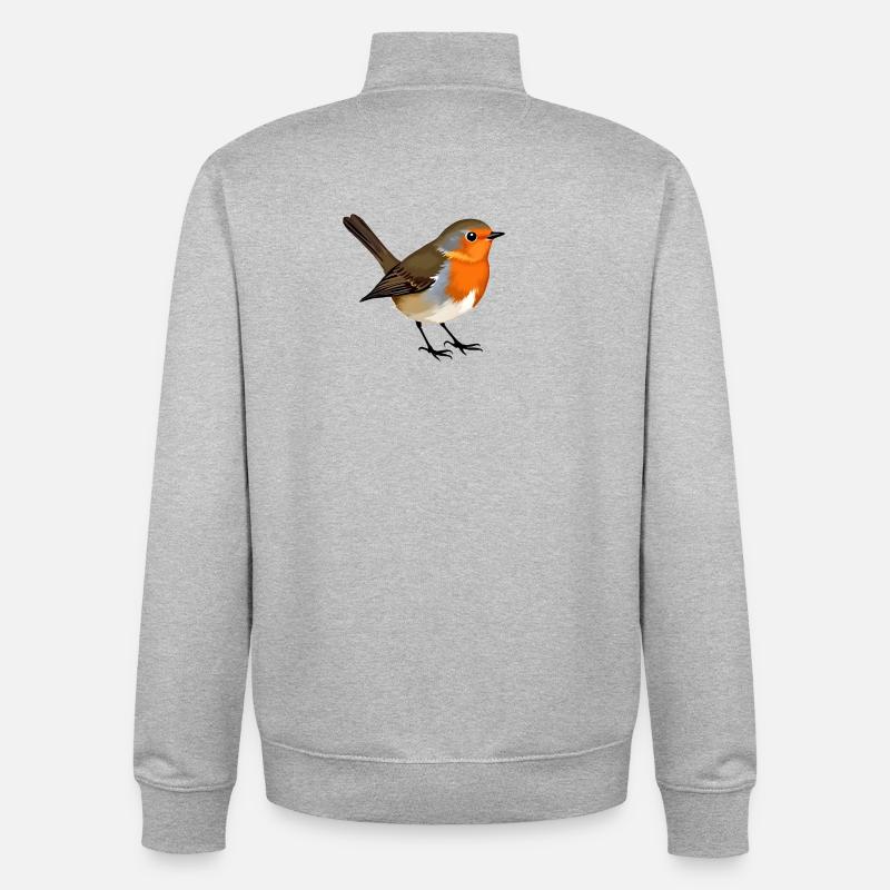 Rotkehlchen Vogel - Unisex Organic Zip Sweatshirt von Stanley/Stella - Grau meliert