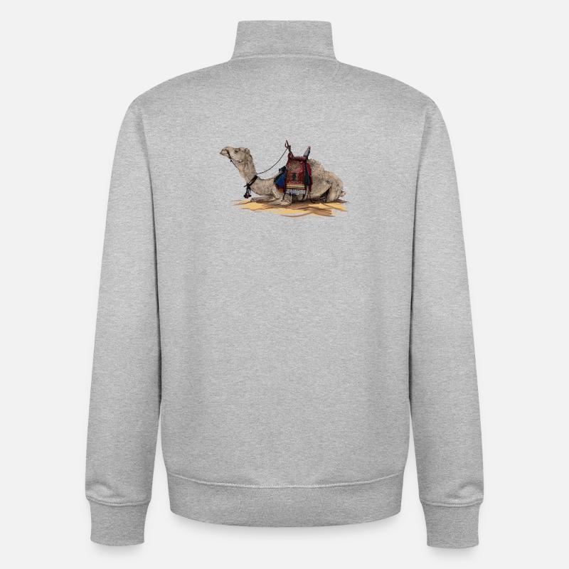 camel - Sweat zippé unisexe en coton bio Stanley/Stella - gris chiné