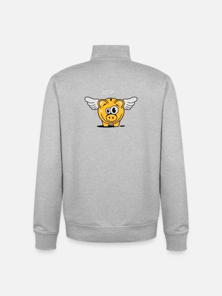 Sparschwein mit Flügel und Heiligenschein - Unisex Organic Zip Sweatshirt von Stanley/Stella - Grau meliert