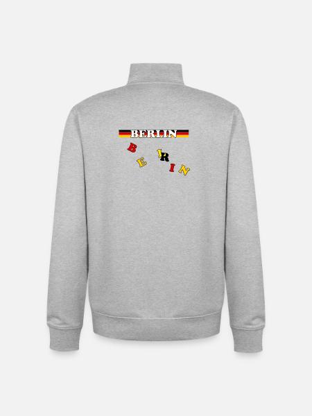 Berlin Banner German Flag Letters - Unisex Organic Zip Sweatshirt by Stanley/Stella - heather grey