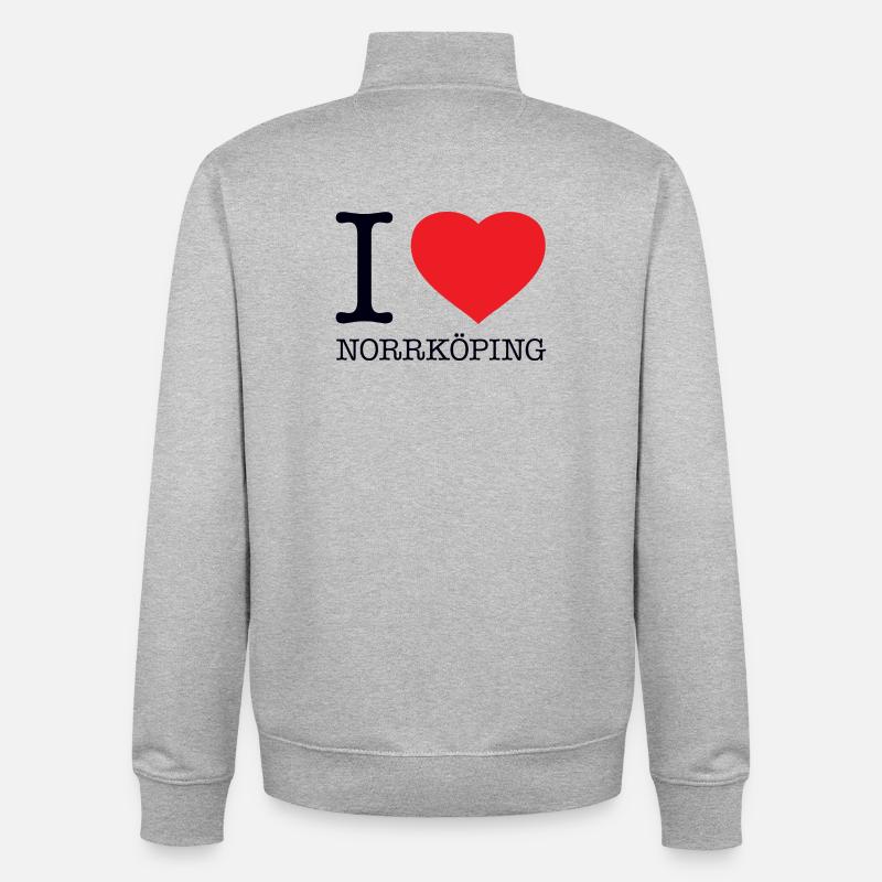 J’ADORE NORRKÖPING - Sweat zippé unisexe en coton bio Stanley/Stella - gris chiné