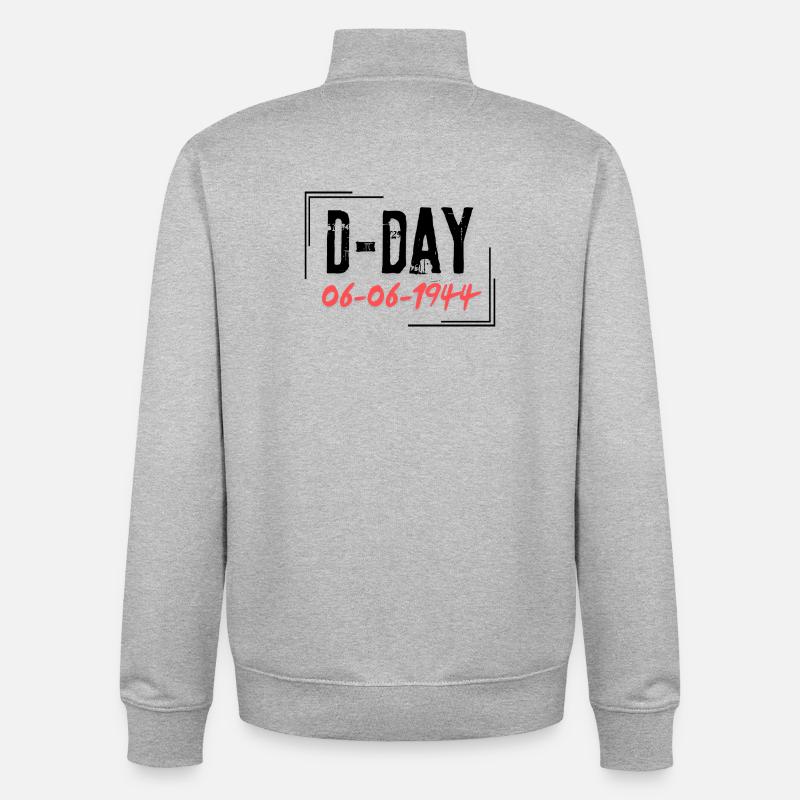 D-Day - Sweat zippé unisexe en coton bio Stanley/Stella - gris chiné