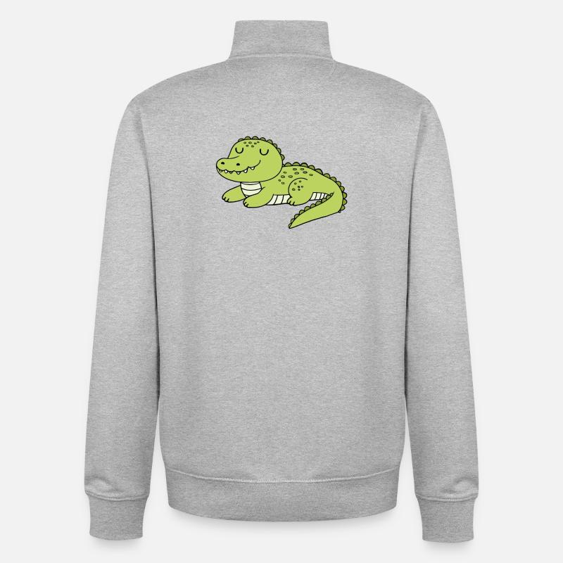 Crocodile - Sweat zippé unisexe en coton bio Stanley/Stella - gris chiné
