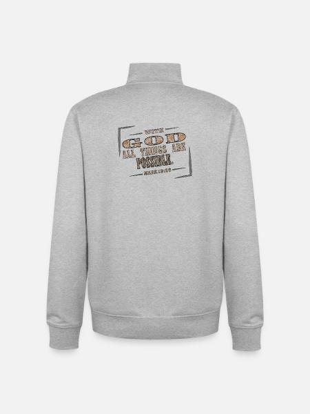 With God all things are Possible - Unisex Organic Zip Sweatshirt by Stanley/Stella - heather grey