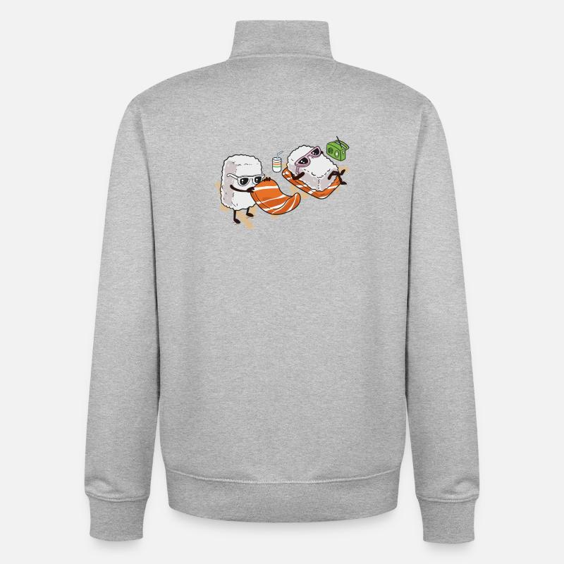 Sushis d’été - Sweat zippé unisexe en coton bio Stanley/Stella - gris chiné