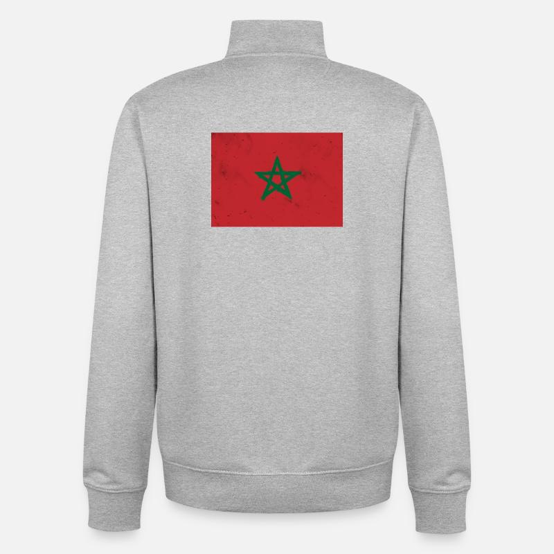 Drapeau du Maroc - Sweat zippé unisexe en coton bio Stanley/Stella - gris chiné