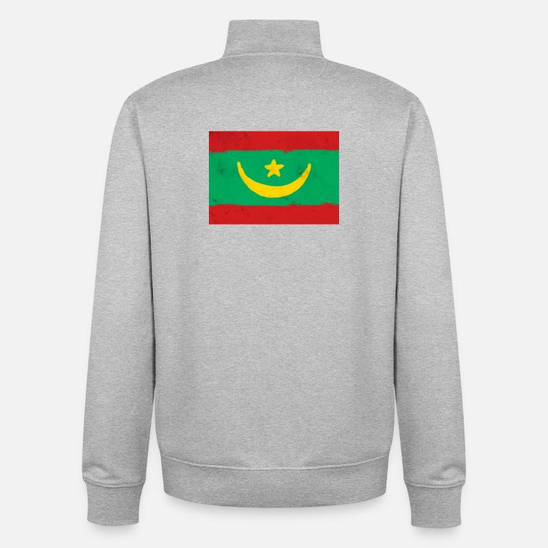 Drapeau de la Mauritanie - Sweat zippé unisexe en coton bio Stanley/Stella - gris chiné