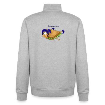 Witziges Sandwich-Mädchen Cartoon Design - Unisex Organic Zip Sweatshirt von Stanley/Stella - Grau meliert - Hinten - AI Model Male 185 light (185cm)