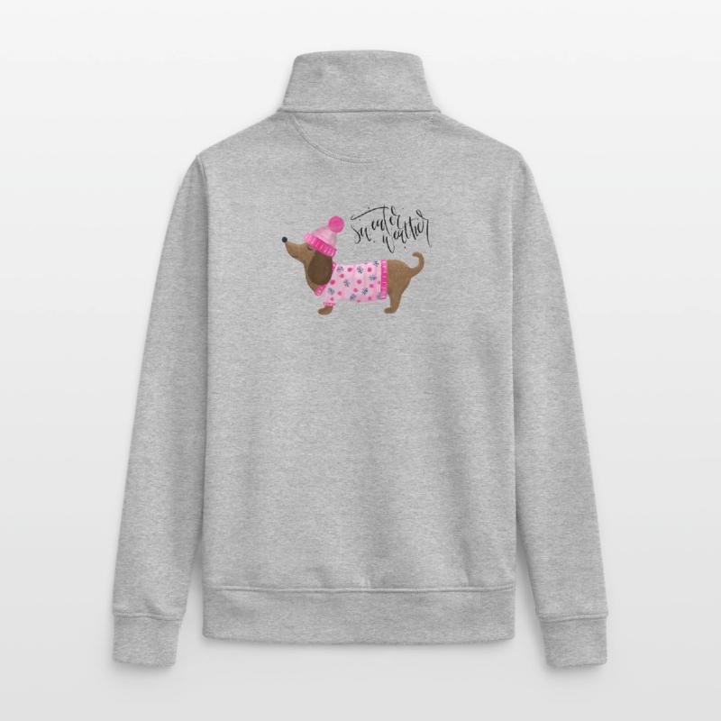 Teckel avec pull et chapeau Pull Météo rose Sweat zippé unisexe en coton bio Stanley/Stella