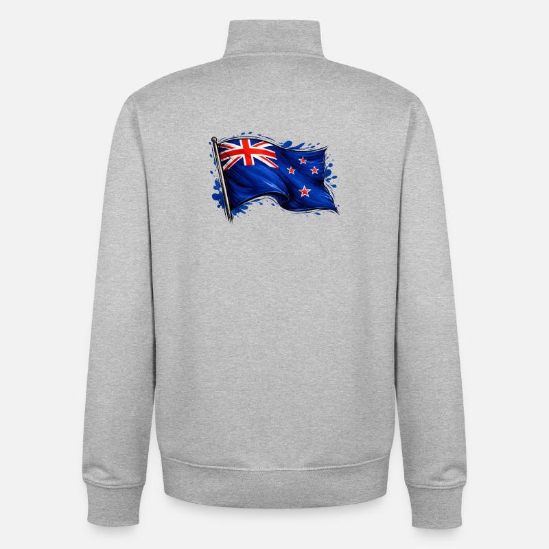 drapeau de la Nouvelle-Zélande - Sweat zippé unisexe en coton bio Stanley/Stella - gris chiné