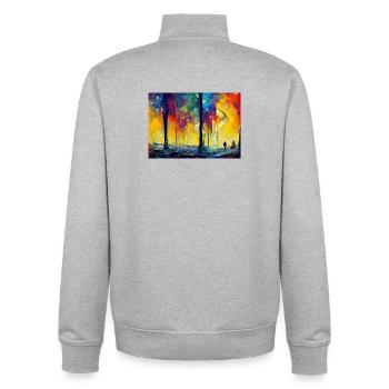 Moonlit Night in the Color Forest - Unisex Organic Zip Sweatshirt by Stanley/Stella - heather grey - Back - AI Model Male 185 light (185cm)