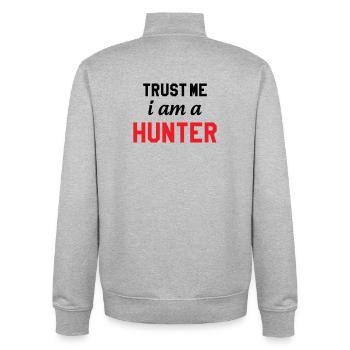 Glaub mir, ich bin ein Jäger - Unisex Organic Zip Sweatshirt von Stanley/Stella - Grau meliert - Hinten - AI Model Male 185 light (185cm)