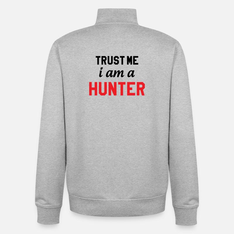 Crois moi, je suis chasseur - Sweat zippé unisexe en coton bio Stanley/Stella - gris chiné
