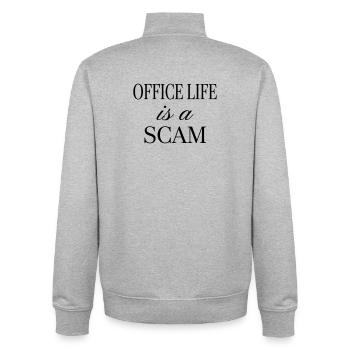 Das Büroleben ist ein Betrug – Sarkastisches Zitat - Unisex Organic Zip Sweatshirt von Stanley/Stella - Grau meliert - Hinten - AI Model Male 185 light (185cm)