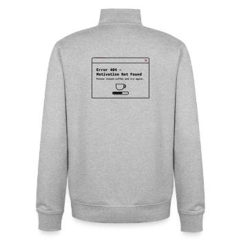 404 Motivation nicht gefunden– System Error Coffee - Unisex Organic Zip Sweatshirt von Stanley/Stella - Grau meliert - Hinten - AI Model Male 185 light (185cm)